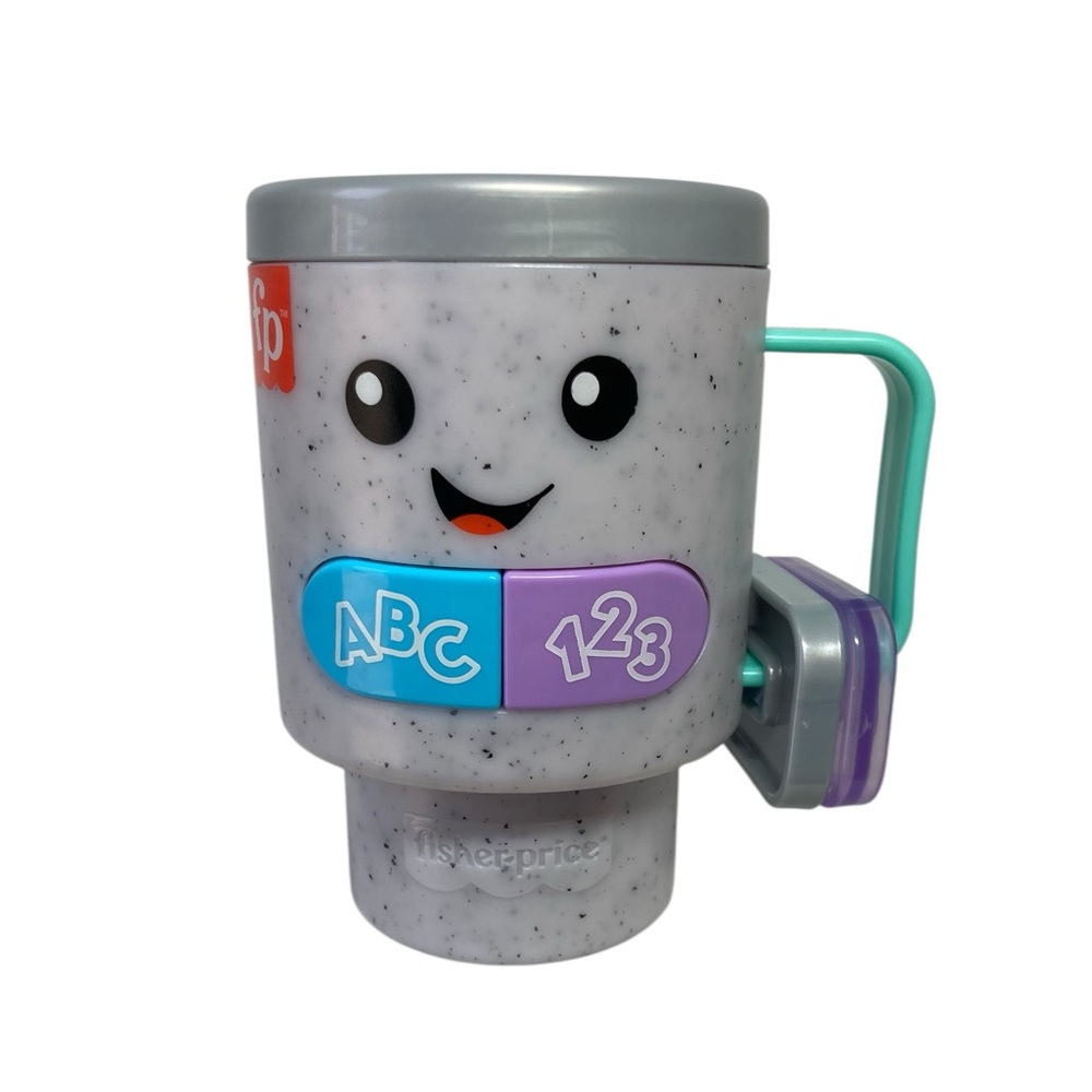 Fisher-Price Laugh & Learn Wake Up Coffee Mug ABC 123 Lights Sounds WORKS.